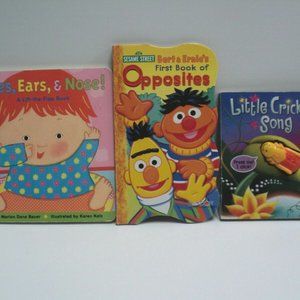 Lot of 3 Toddler's Board Books Bert & Ernie, Cricket's Song, Toes, Ears, Nose